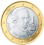 Rakousko, mince 1 euro