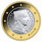 Národní strana lotyšské jednoeurové mince
